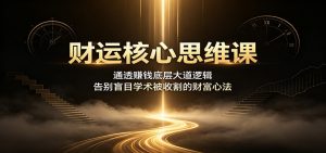 财运核心思维课：通透赚钱底层大道逻辑，告别盲目学术被收割的财富心法-网创资源站