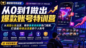 从0到1做出爆款账号特训营,从底层心法出发,教你像素级拆解热门视频,打造能持续出流量的个人账号-网创资源站
