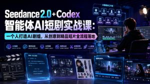 Seedance2.0+Codex智能体AI短剧实战课:一个人打造AI剧组,从创意到精品短片全流程-网创资源站