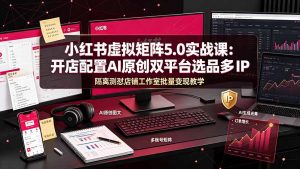 小红书虚拟矩阵5.0实战课：开店配置｜AI原创｜双平台选品｜多IP隔离｜测怼店铺工作室批量变现实操教学-网创资源站