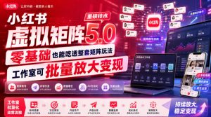 小红书虚拟矩阵5.0重磅技术,零基础也能吃透整套矩阵玩法,工作室可批量放大变现-网创资源站