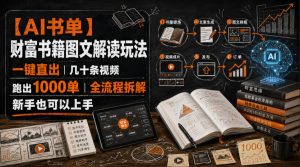 【AI书单】财富书籍图文解读玩法,一键直出,几十条视频,跑出1000单,全流程拆解,新手也可以上手-网创资源站