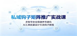 私域钩子矩阵推广实战课:多账号安全搭建养号避坑,AI工具批量设计引流钩子教程-网创资源站