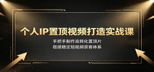个人IP置顶视频打造实战课：手把手制作高转化置顶片，搭建稳定短视频获客体系-网创资源站