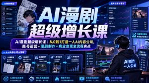 AI漫剧超级增长课｜从0到1打造一人AI内容公司，账号运营+漫剧制作+商业变现全流程实战-网创资源站