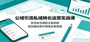 公域引流私域转化运营实战课：账号起号爆款文案拆解，朋友圈社群IP搭建全套教程-网创资源站