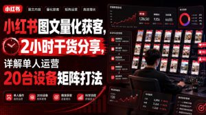 小红书图文量化获客,2小时干货分享,详解单人运营20台设备矩阵打法-网创资源站