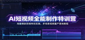 AI短视频全能制作特训营:海量爆款剪辑特效实操,多场景视频量产落地教程-网创资源站
