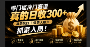 零成本冷门赛道，真的日300+真风口，做得人极少！赶紧入局，超级简单！-网创资源站