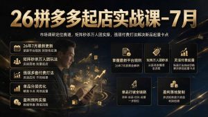 26拼多多起店实战课-7月|市场调研定位赛道,矩阵秒杀万人团实操,强弱付费打法解决新品起量卡点-网创资源站