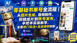零基础书单号全流程|从图片生成、音频制作、剪辑成片到账号发布,手把手实操教学,全套热门玩法+实战案例拆解-网创资源站