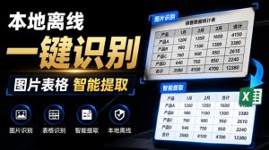 体积仅70MB，图片一键智能提取表格工具来了！完全免费且离线使用，FastOCR智能表格识别软件V1.0-网创资源站