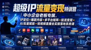 超级IP流量变现特训营|中小企业老板专属,IP定位+爆款内容+多平台矩阵+投流变现+AI批量赋能+短视频直播全实操落地系统课-网创资源站