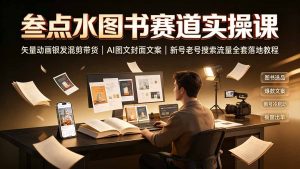 叁点水图书赛道实操课｜矢量动画银发混剪带货，AI图文封面文案，新号老号搜索流量全套落地教程-网创资源站