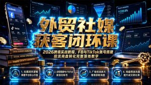 外贸社媒获客闭环课|2026跨境实战教程,FB与TikTok账号搭建投流询盘转化完整落地教学-网创资源站