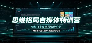 思维格局自媒体特训营:精细化字幕视觉设计教学,AI提示词批量产出优质内容-网创资源站