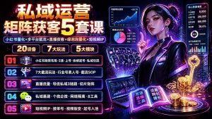 私域运营矩阵获客5套课:小红书量化×多平台截流×直播获客×绿泡泡量化×短视频IP×20设备×7大玩法-网创资源站