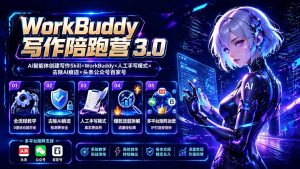 WorkBuddy写作陪跑营3.0-更新:Ai智能体创建写作Skill×WorkBuddy×人工手写模式×去除AI痕迹×头条公众号百家号-网创资源站