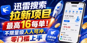 迅雷搜索拉新项目，最高16每单！不限量级人人可冲，零门槛上手(更新0807)-网创资源站