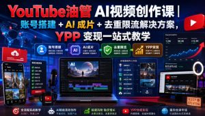 YouTube油管AI视频创作课|账号搭建+AI成片+去重限流解决方案,YPP变现一站式教学(更新0809)-网创资源站