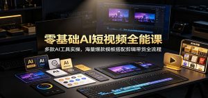 零基础AI短视频全能课:多款AI工具实操,海量爆款模板搭配剪辑带货全流程-网创资源站