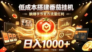 低成本搭建番茄挂G,躺賺字节官方流量红利,日入1k+,全程傻瓜式落地【揭秘】-网创资源站