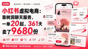 小红书虚拟电商：靠树洞聊天服务，一单20起，361天卖了9680份-网创资源站