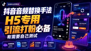 抖音音频替换手法H5专用，引流打粉必备，有需要自己测试-网创资源站