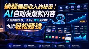 躺賺睡后收入的秘密!AI自动发爆款内容,不需要懂技术,让你在睡觉的时候也能轻松賺钱【原创双语字幕】-网创资源站