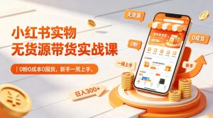 小红书实物无货源带货实战课｜0粉0成本0囤货，新手一周上手，日入300+(更新0812)-网创资源站