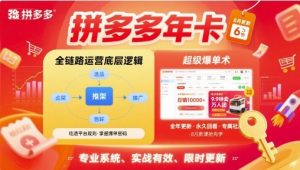 拼多多年卡，拼多多全链路运营底层逻辑，超级爆单术【更新26年8月】-网创资源站
