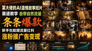 某大佬的AI温情故事短片赛道教学，自带自然流量，条条爆款，新手也能蹭流量红利，涨粉接广告变现-网创资源站