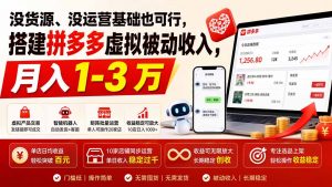 没货源、没运营基础也可行，搭建多多虚拟被动收入，月入 1-3 万-网创资源站