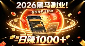 2026黑马副业！番茄挂G全自动日入1000+，操作最简单、门槛最低的线上轻资产项目【揭秘】-网创资源站