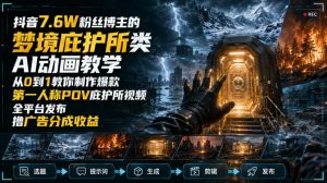抖音7.6W粉丝博主的梦境庇护所类AI动画教学，从0到1教你制作爆款第一人称POV庇护所视频，全平台发布撸广告分成收益-网创资源站