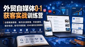 外贸自媒体0-1获客实战训练营｜谷歌精准搜客、海外全社媒获客、开发信撰写、报价收款、账号环境搭建、SOHO避坑全流程教程(更新)-网创资源站