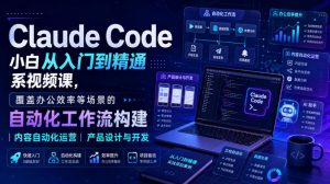 Claude Code小白从入门到精通系视频课，覆盖办公效率等场景的自动化工作流构建|内容自动化运营|产品设计与开发-网创资源站