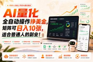 AI量化全自动操作挣美金，矩阵可日入10张，适合普通人的副业！【揭秘】-网创资源站