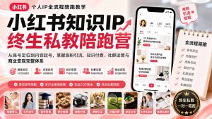 小红书知识IP终生私教陪跑营:从账号定位到内容起号,掌握涨粉引流、知识付费、社群运营与商业变现完整体系-网创资源站