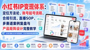 小红书IP变现体系:定位方法论、账号起号流程、合规引流、直播SOP、多赛道案例复盘与产品矩阵设计完整教学-网创资源站