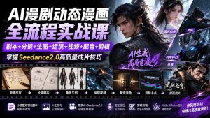 AI漫剧动态漫画全流程实战课:剧本+分镜+生图+运镜+视频+配音+剪辑,掌握Seedance2.0高质量成片技巧-网创资源站