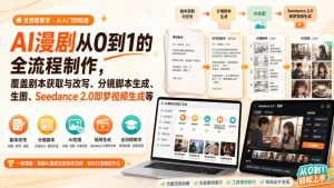 AI漫剧从0到1的全流程制作,覆盖剧本获取与改写、分镜脚本生成、角色场景生图与三视图、Seedance 2.0即梦视频生成(PDF版)-网创资源站
