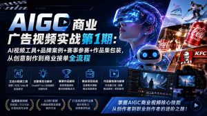 AIGC商业广告视频实战第1期：AI视频工具+品牌案例+赛事参赛+作品集包装，从创意制作到商业接单全流程-网创资源站