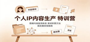 个人IP内容生产特训营:搭建内容复用体系,素材积累方法,朋友圈变现指南-网创资源站