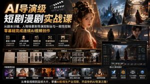 AI导演级短剧漫剧实战课:从剧本分镜、人物场景到导演控制台与一致性控制,零基础完成连续AI视频创作 (更新-网创资源站