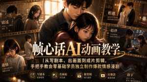 帧心话AI动画教学|从写剧本、出画面到成片剪辑,手把手教会零基础学员独立制作爆款情感漫剧-网创资源站