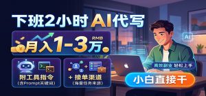 下班2小时AI代写,月入1-3万,附工具指令+接单渠道,小白直接干-网创资源站