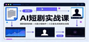 AI短剧实战课:爆款案例拆解,文案分镜制作,小云雀生成视频全流程-网创资源站