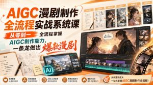 AIGC漫剧制作全流程实战系统课,从零到一全流程掌握AIGC制作能力,一条龙做出爆款漫剧-网创资源站