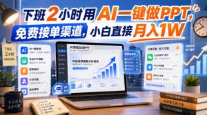 下班2小时用AI一键做PPT，免费接单渠道，小白直接月入1W【揭秘】-网创资源站